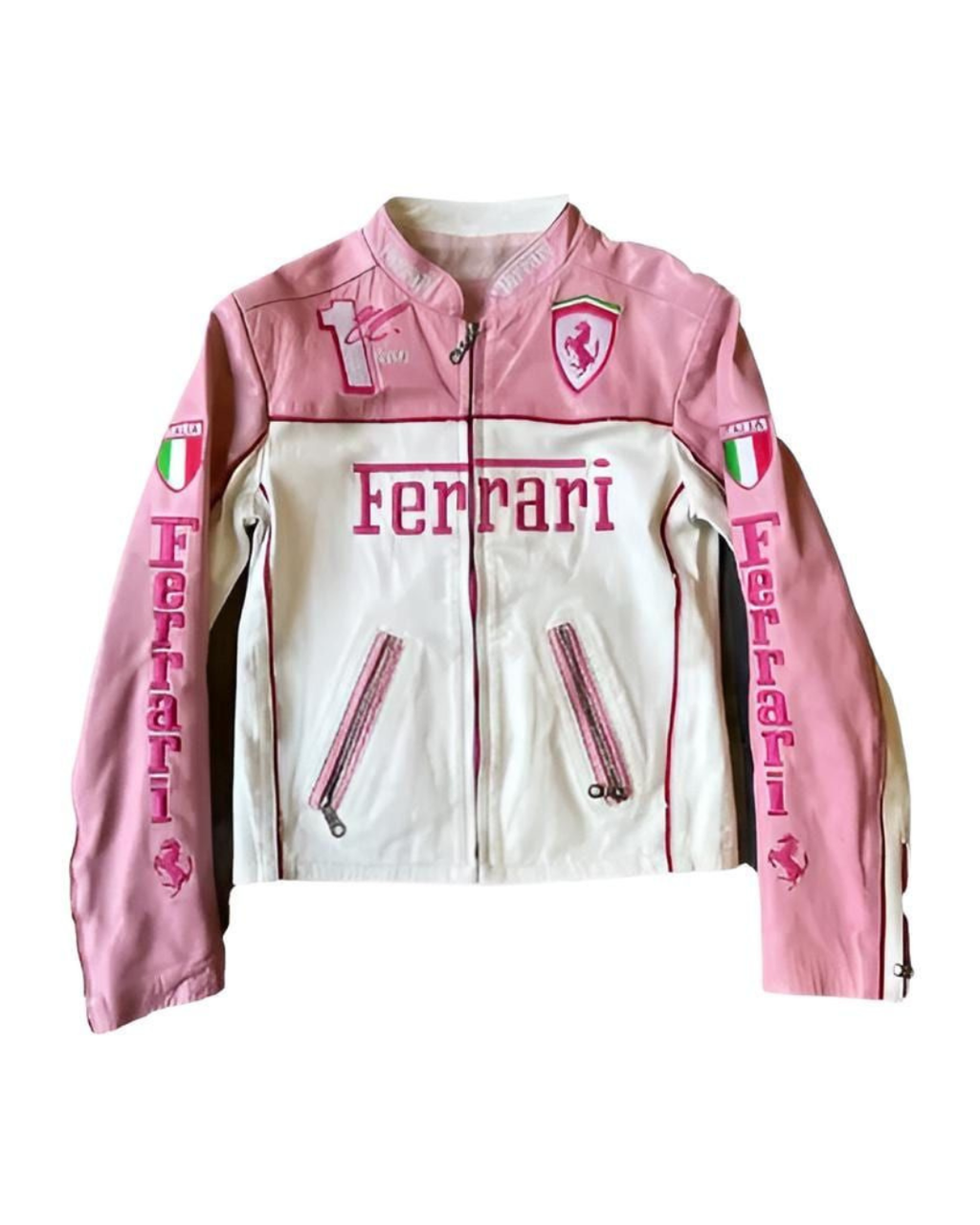 PINK FERRARI LEATHER JACKET